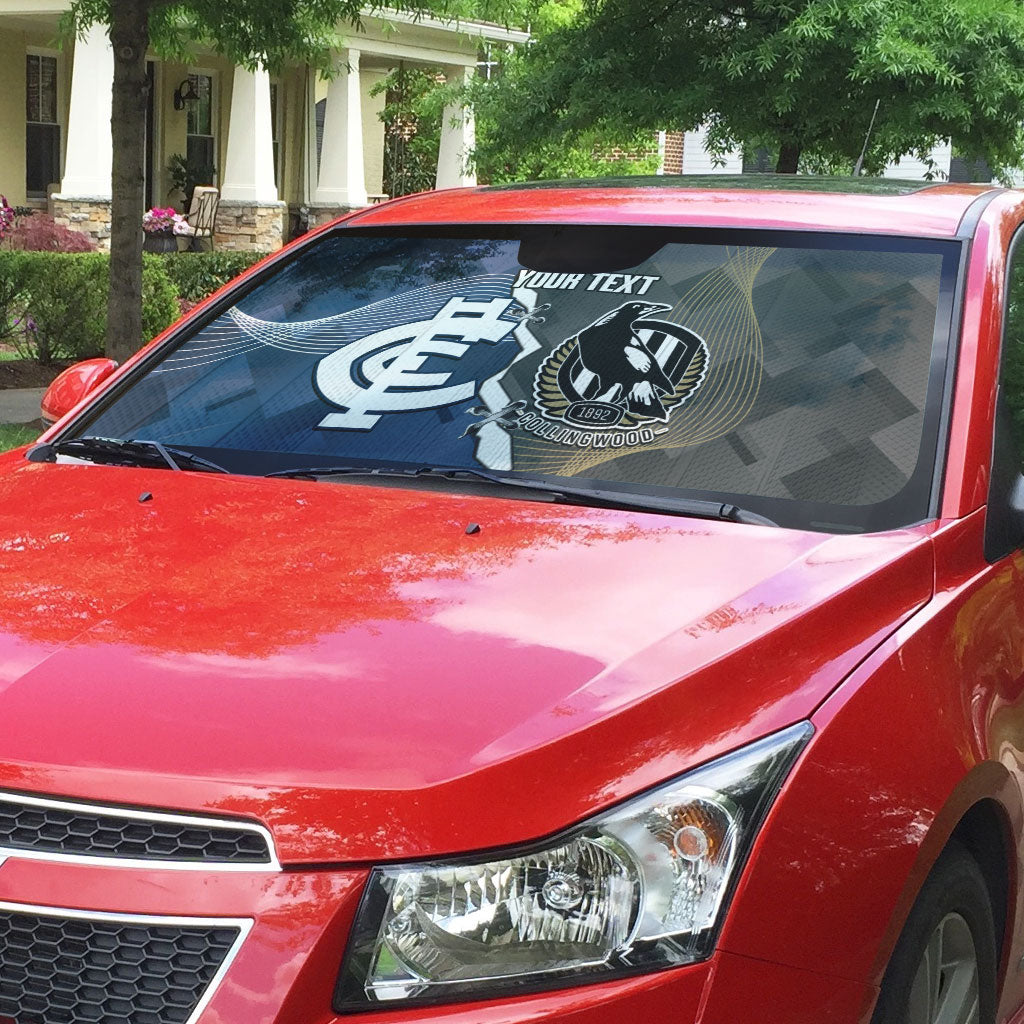 Carlton Collingwood Football Personalised Auto Sun Shade Blues Magpies Together Dynamic Style