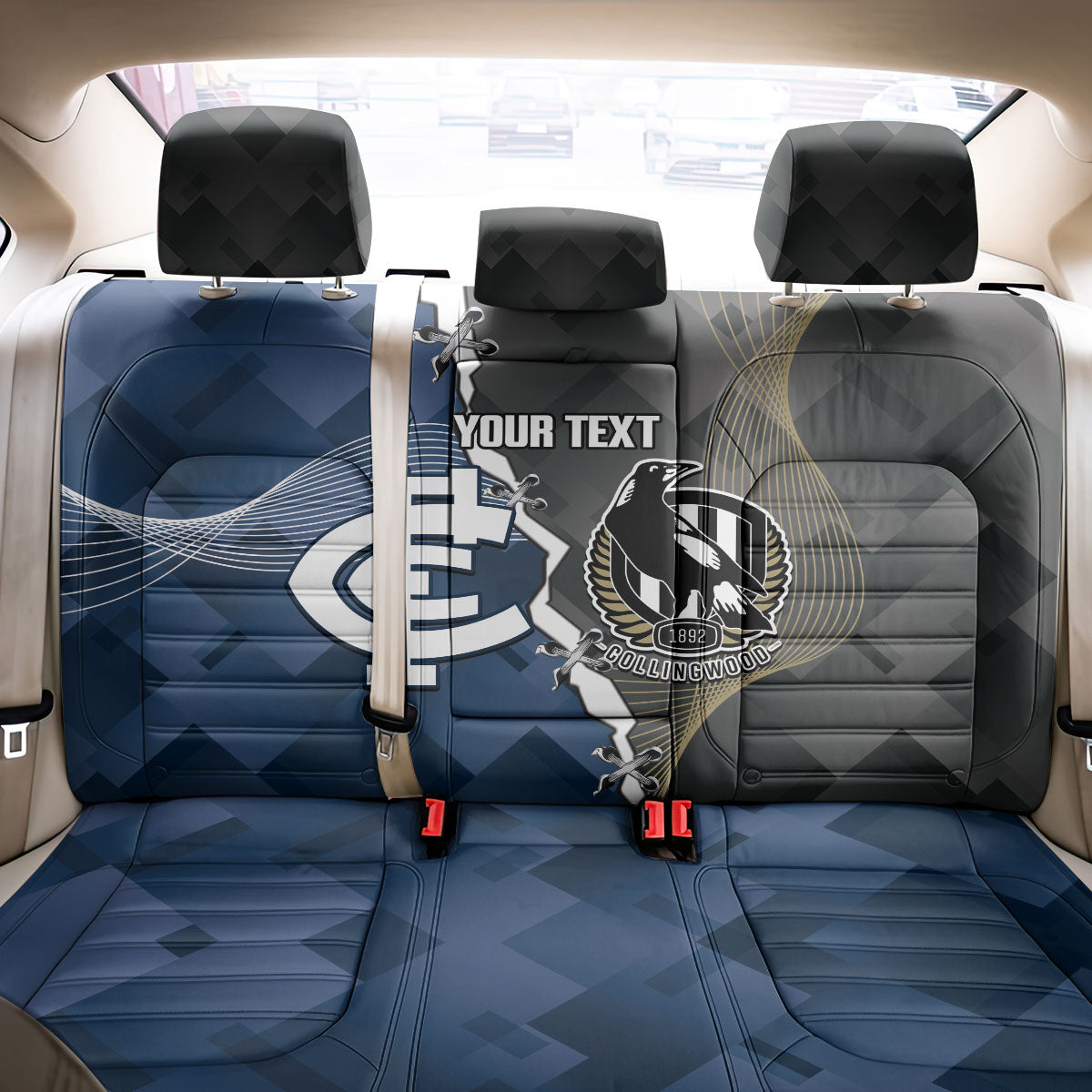 Carlton Collingwood Football Personalised Back Car Seat Cover Blues Magpies Together Dynamic Style