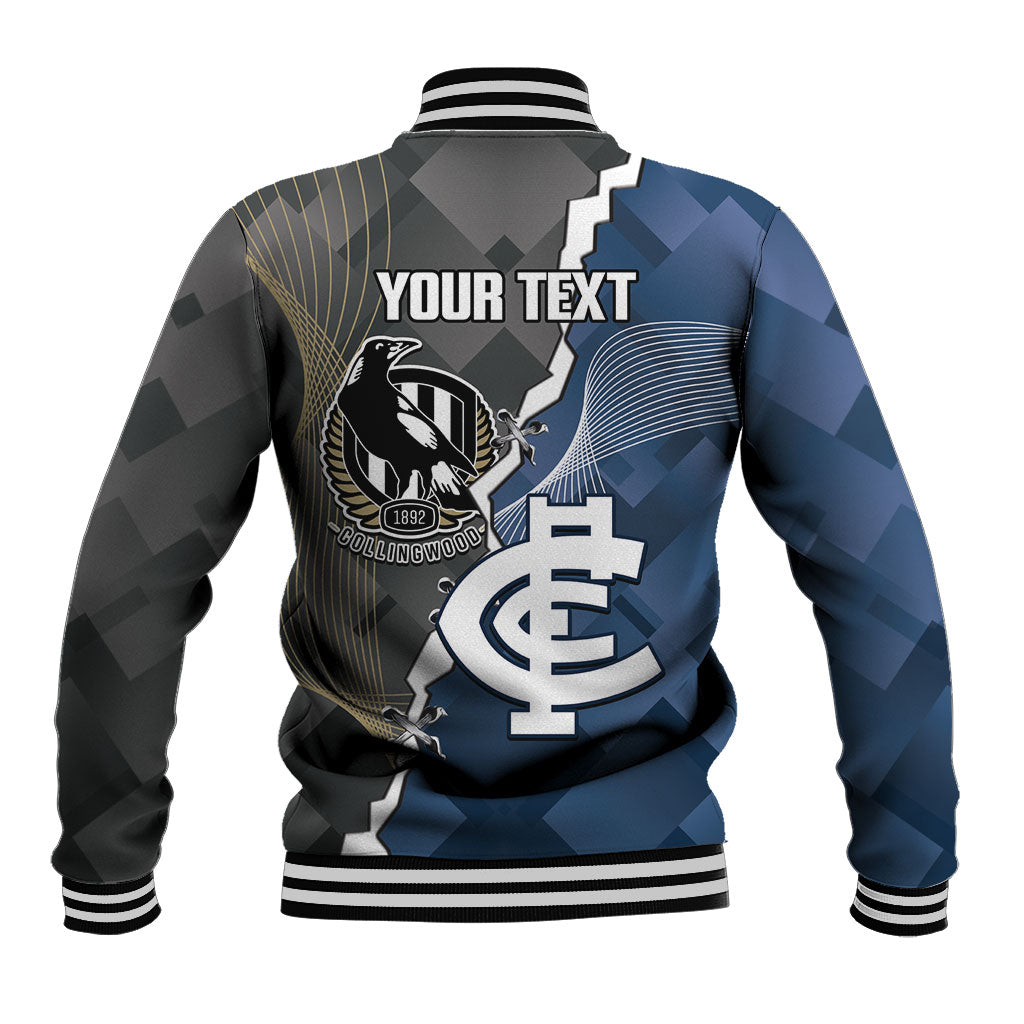 Carlton Collingwood Football Personalised Baseball Jacket Blues Magpies Together Dynamic Style