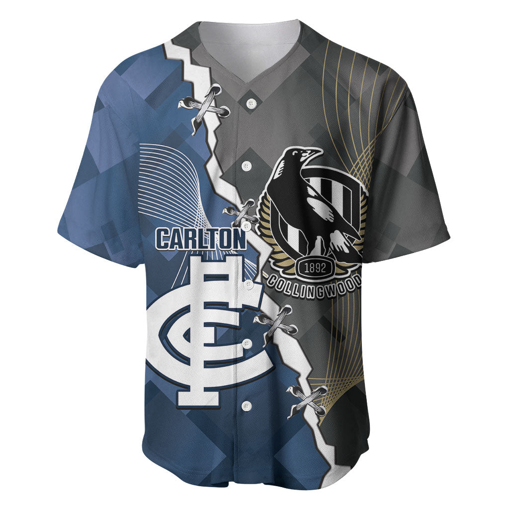 Carlton Collingwood Football Personalised Baseball Jersey Blues Magpies Together Dynamic Style