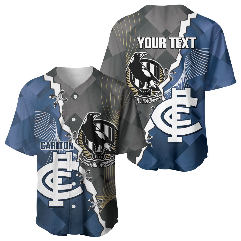Carlton Collingwood Football Personalised Baseball Jersey Blues Magpies Together Dynamic Style