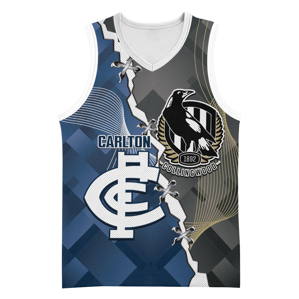 Carlton Collingwood Football Personalised Basketball Jersey Blues Magpies Together Dynamic Style