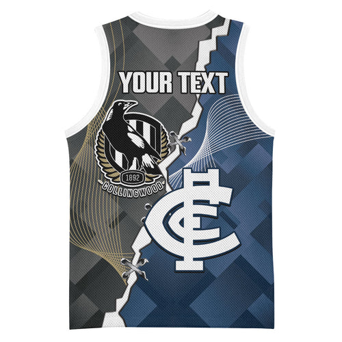 Carlton Collingwood Football Personalised Basketball Jersey Blues Magpies Together Dynamic Style
