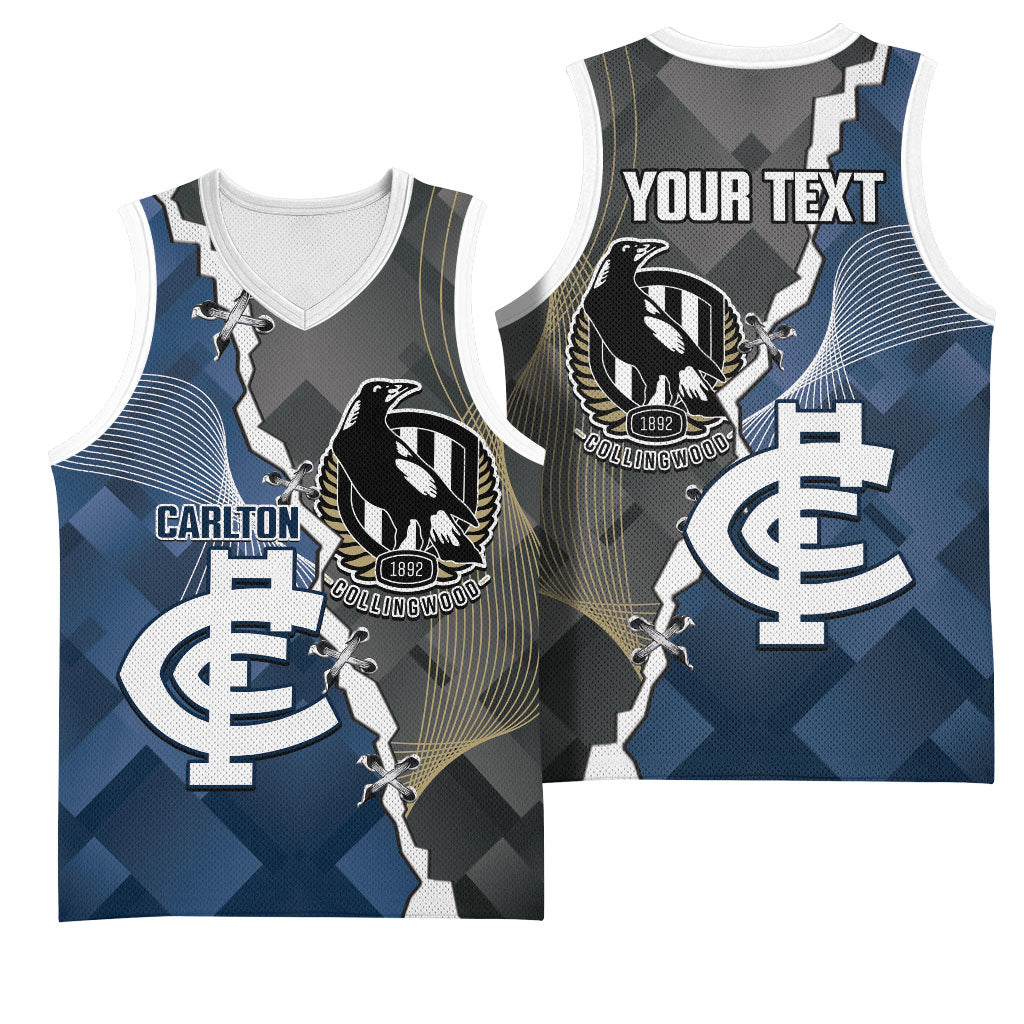 Carlton Collingwood Football Personalised Basketball Jersey Blues Magpies Together Dynamic Style