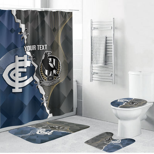 Carlton Collingwood Football Personalised Bathroom Set Blues Magpies Together Dynamic Style