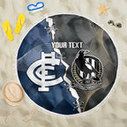 Carlton Collingwood Football Personalised Beach Blanket Blues Magpies Together Dynamic Style