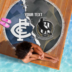 Carlton Collingwood Football Personalised Beach Blanket Blues Magpies Together Dynamic Style
