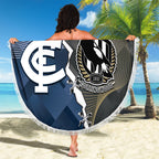 Carlton Collingwood Football Personalised Beach Blanket Blues Magpies Together Dynamic Style