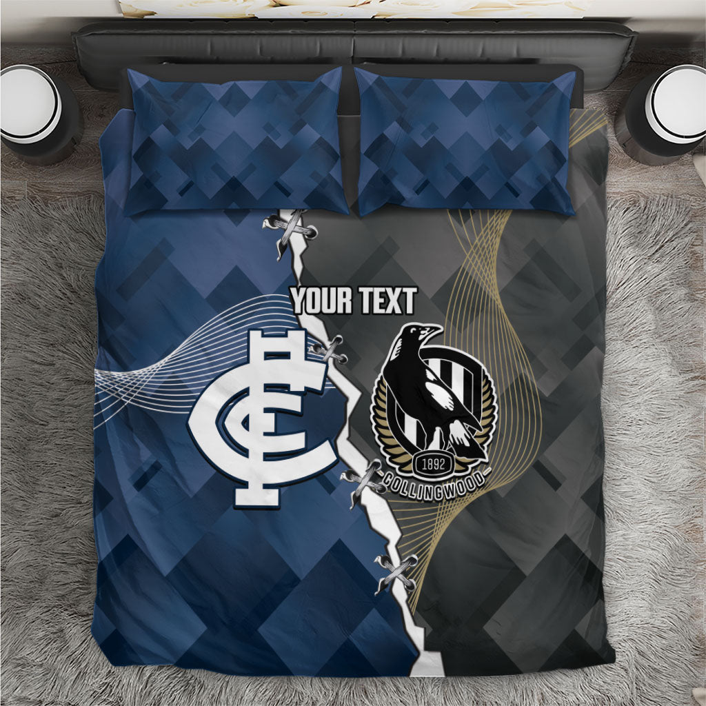 Carlton Collingwood Football Personalised Bedding Set Blues Magpies Together Dynamic Style
