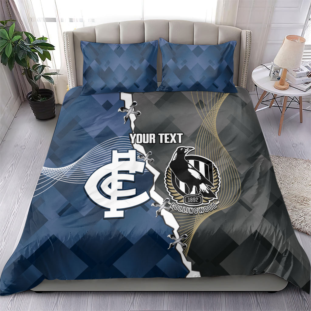 Carlton Collingwood Football Personalised Bedding Set Blues Magpies Together Dynamic Style