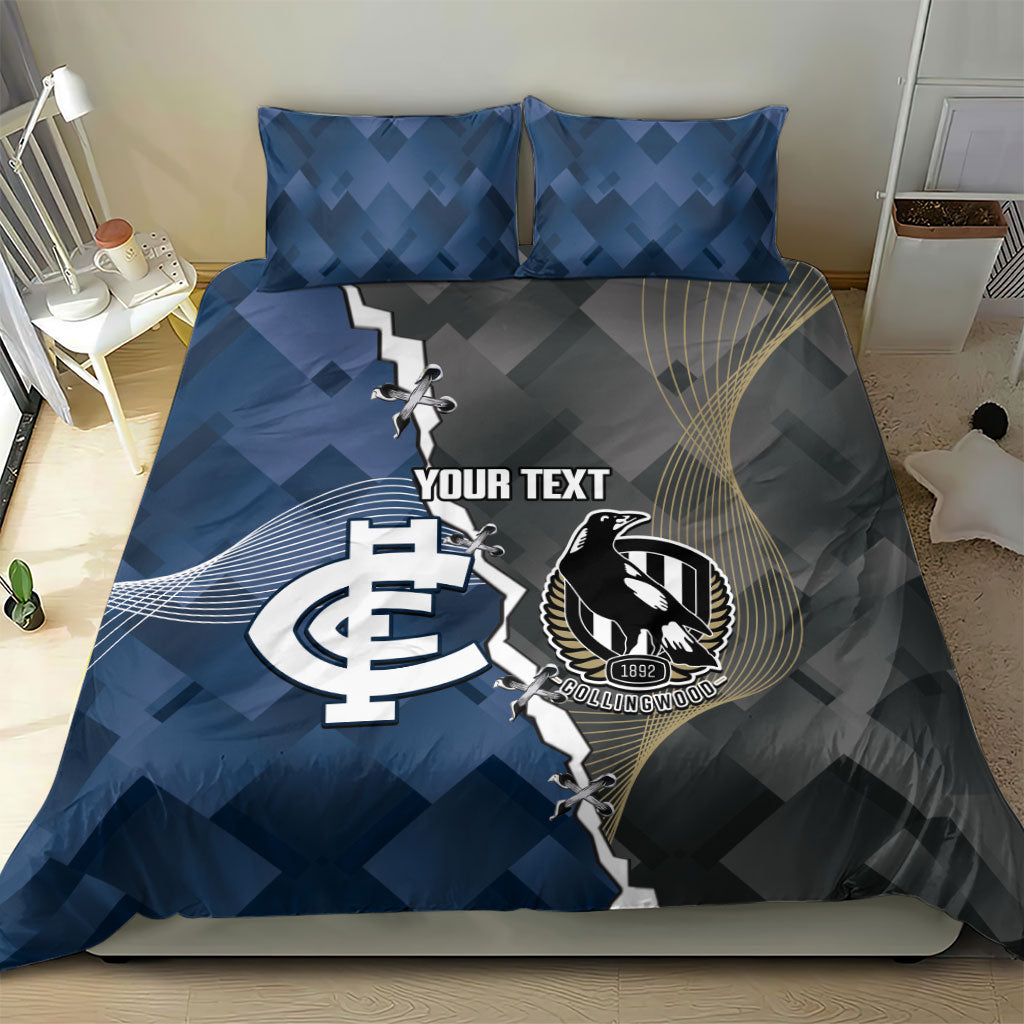 Carlton Collingwood Football Personalised Bedding Set Blues Magpies Together Dynamic Style