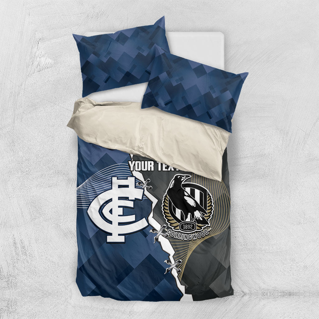 Carlton Collingwood Football Personalised Bedding Set Blues Magpies Together Dynamic Style
