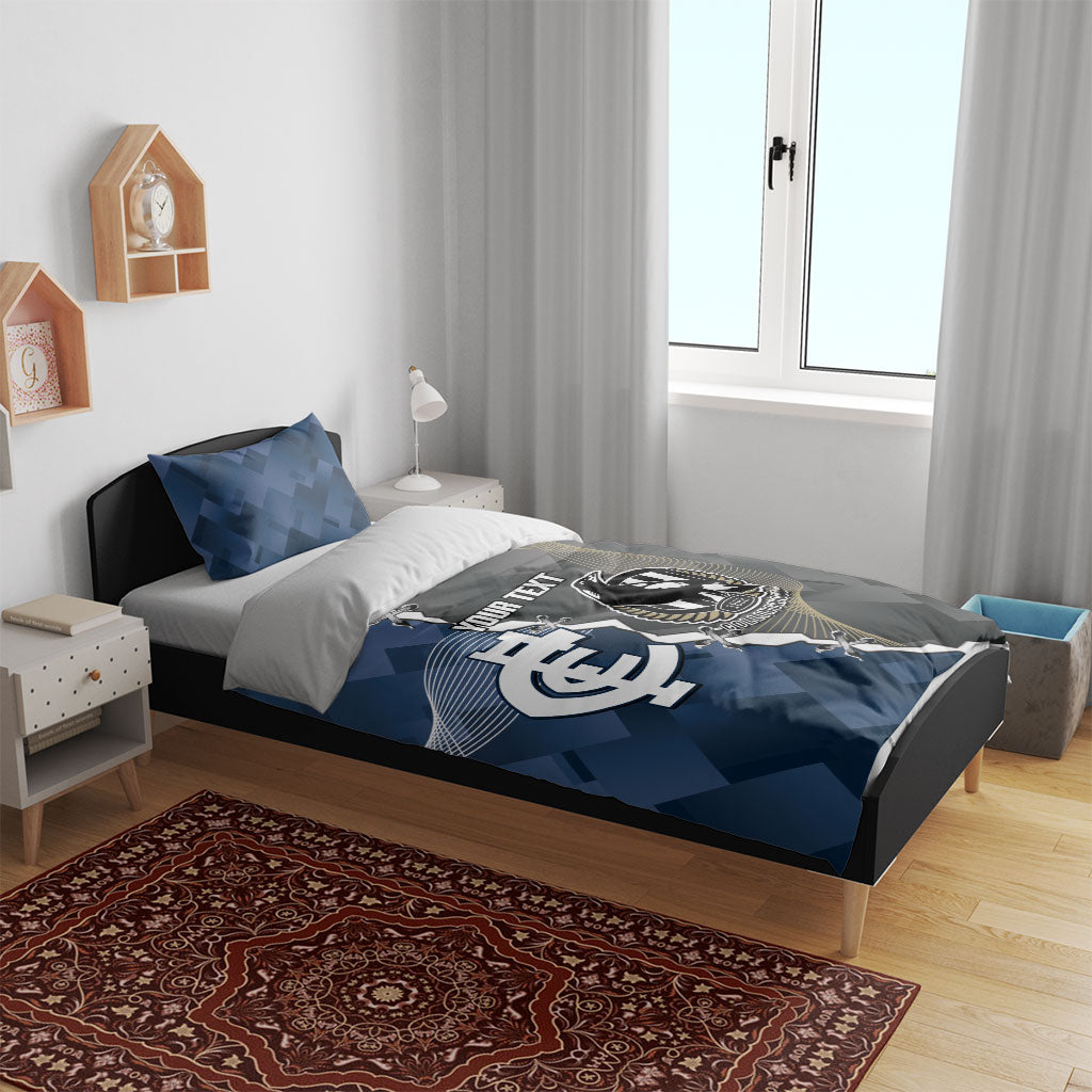 Carlton Collingwood Football Personalised Bedding Set Blues Magpies Together Dynamic Style