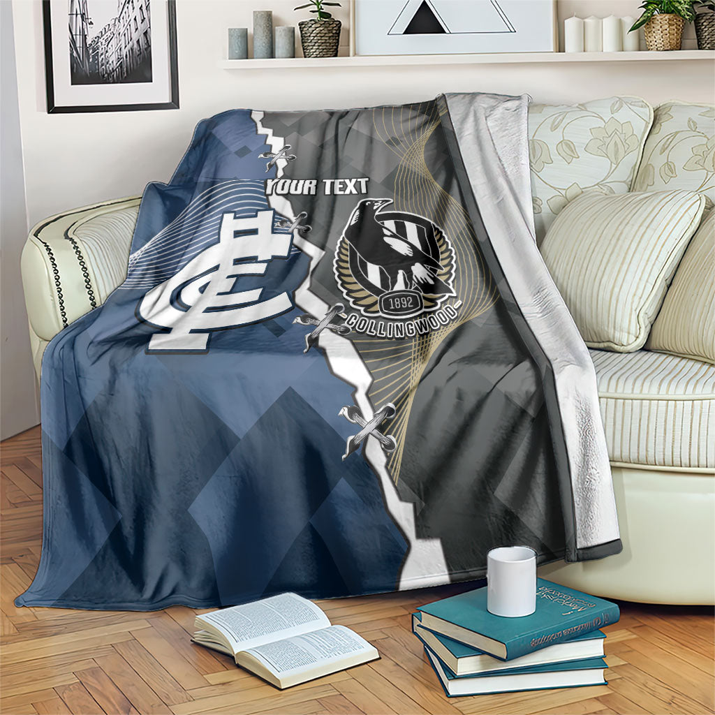 Carlton Collingwood Football Personalised Blanket Blues Magpies Together Dynamic Style
