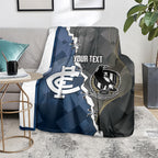 Carlton Collingwood Football Personalised Blanket Blues Magpies Together Dynamic Style