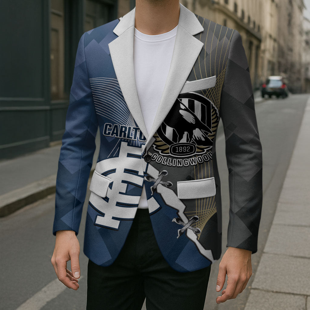 Carlton Collingwood Football Personalised Blazer Blues Magpies Together Dynamic Style