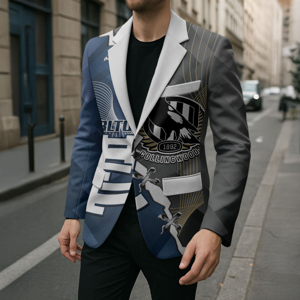 Carlton Collingwood Football Personalised Blazer Blues Magpies Together Dynamic Style
