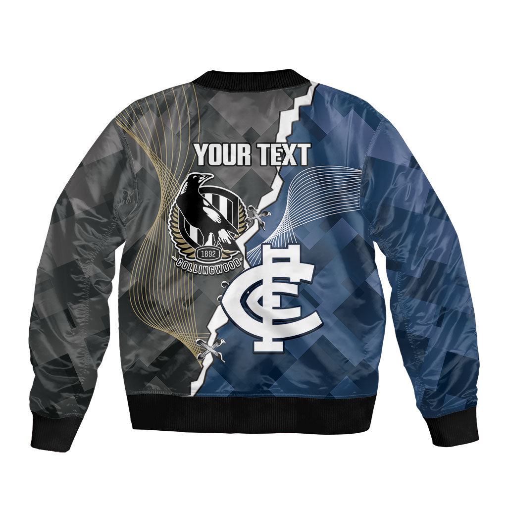 Carlton Collingwood Football Personalised Bomber Jacket Blues Magpies Together Dynamic Style