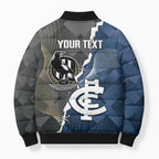 Carlton Collingwood Football Personalised Bomber Puffer Jacket Blues Magpies Together Dynamic Style