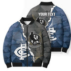 Carlton Collingwood Football Personalised Bomber Puffer Jacket Blues Magpies Together Dynamic Style