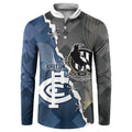 Carlton Collingwood Football Personalised Button Sweatshirt Blues Magpies Together Dynamic Style