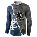 Carlton Collingwood Football Personalised Button Sweatshirt Blues Magpies Together Dynamic Style