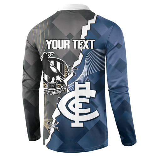 Carlton Collingwood Football Personalised Button Sweatshirt Blues Magpies Together Dynamic Style