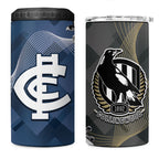 Carlton Collingwood Football Personalised 4 in 1 Can Cooler Tumbler Blues Magpies Together Dynamic Style