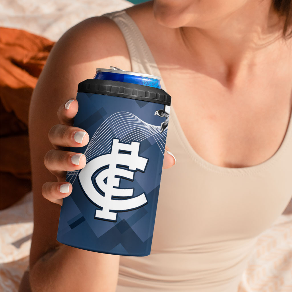Carlton Collingwood Football Personalised 4 in 1 Can Cooler Tumbler Blues Magpies Together Dynamic Style