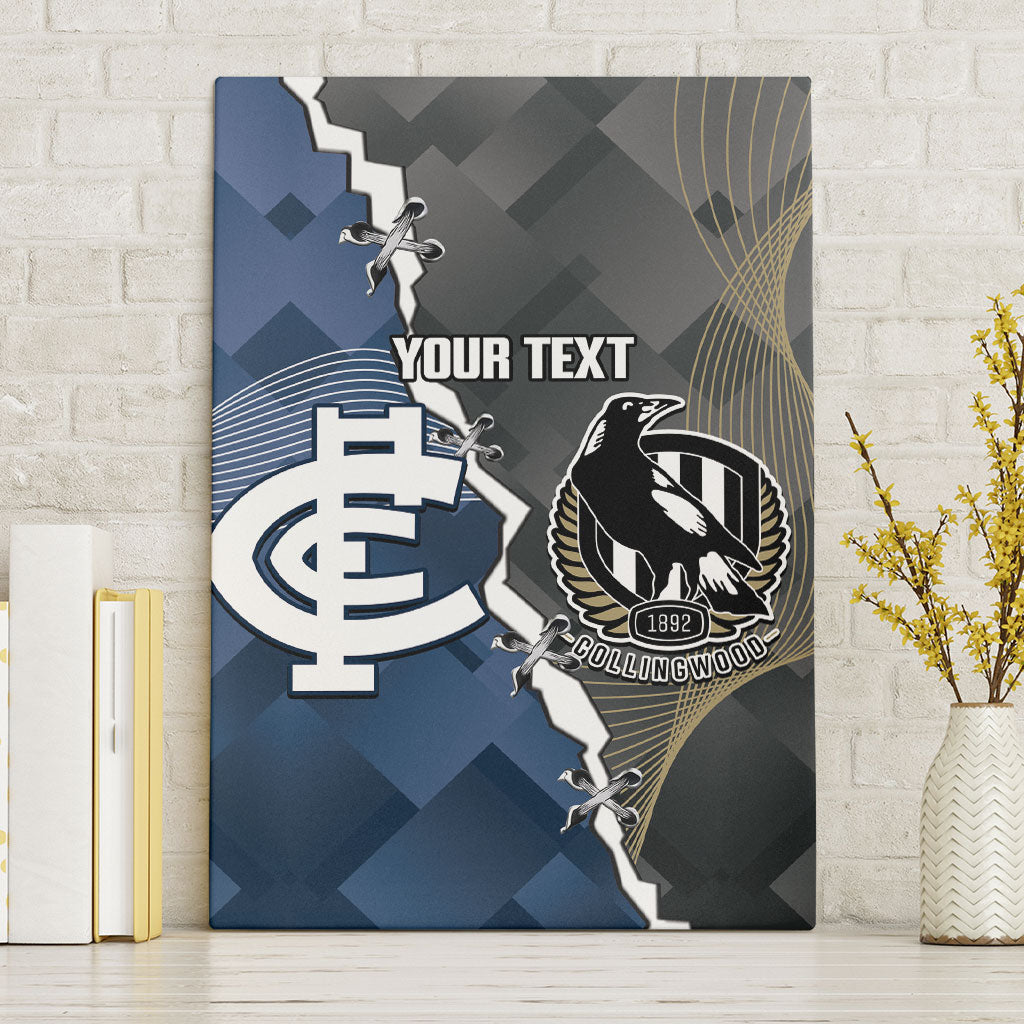 Carlton Collingwood Football Personalised Canvas Wall Art Blues Magpies Together Dynamic Style