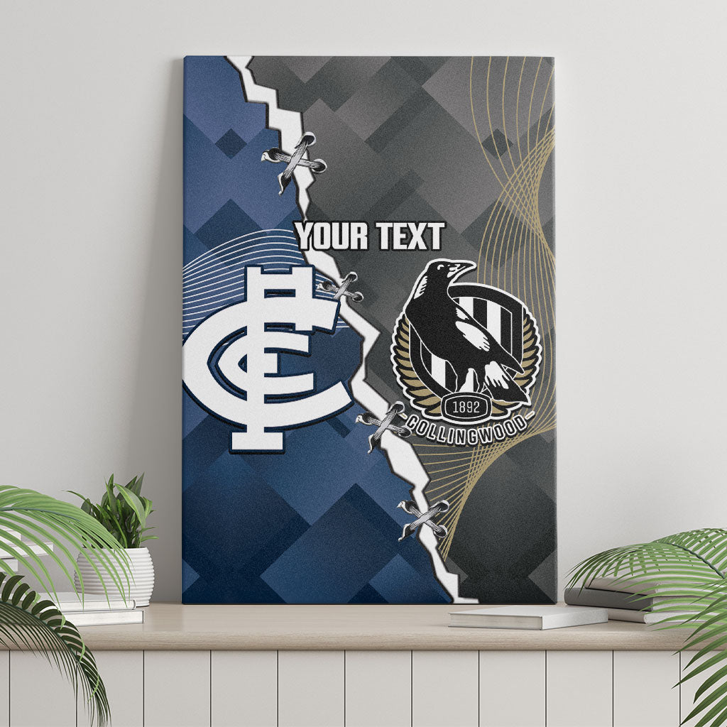 Carlton Collingwood Football Personalised Canvas Wall Art Blues Magpies Together Dynamic Style