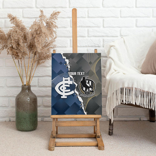 Carlton Collingwood Football Personalised Canvas Wall Art Blues Magpies Together Dynamic Style