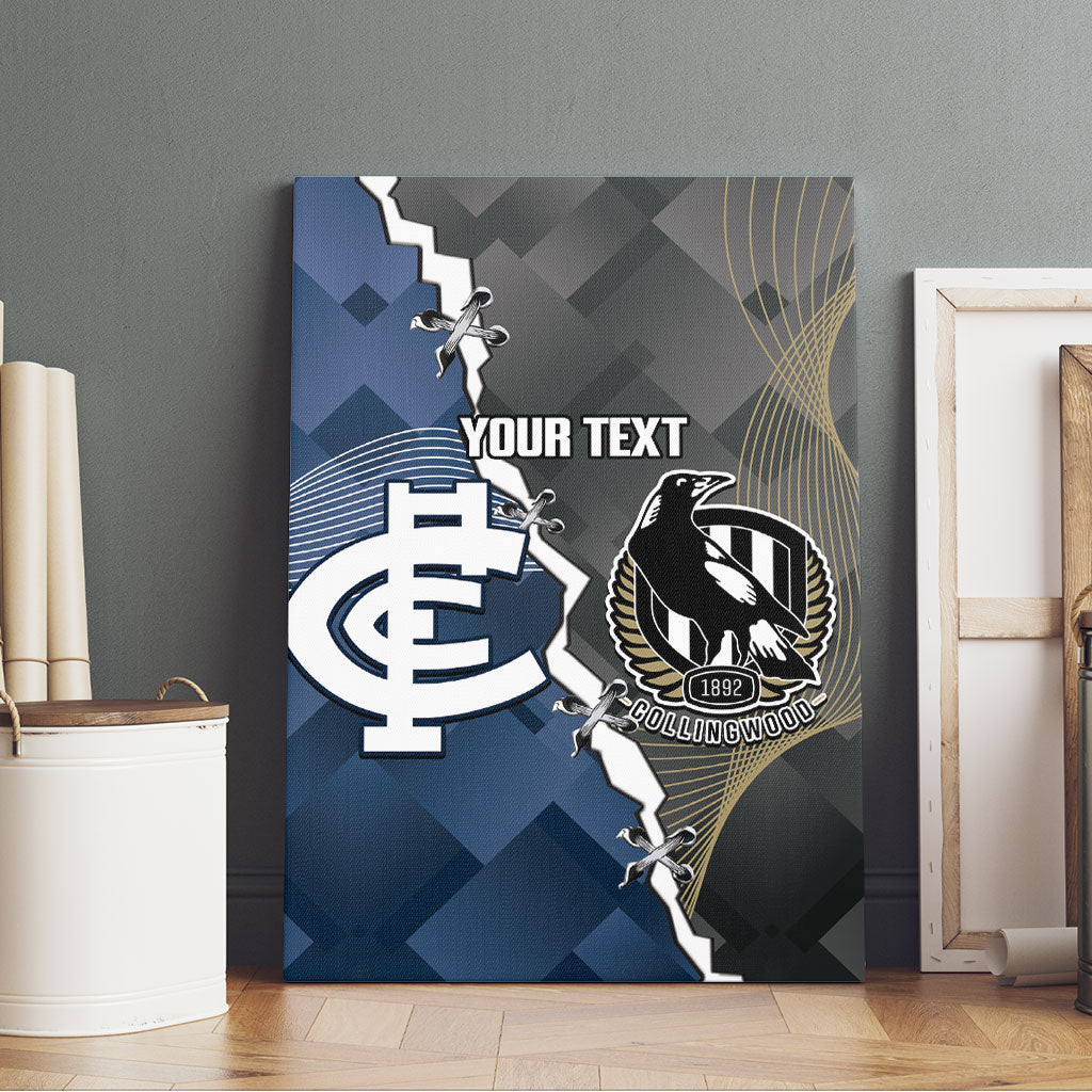 Carlton Collingwood Football Personalised Canvas Wall Art Blues Magpies Together Dynamic Style