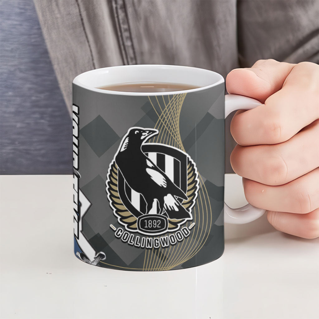 Carlton Collingwood Football Personalised Ceramic Mug Blues Magpies Together Dynamic Style