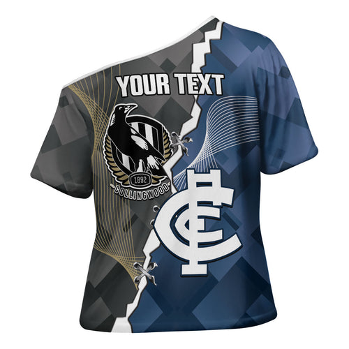 Carlton Collingwood Football Personalised Cross Shoulder Shirt Blues Magpies Together Dynamic Style