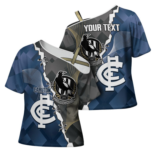 Carlton Collingwood Football Personalised Cross Shoulder Shirt Blues Magpies Together Dynamic Style
