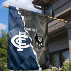 Carlton Collingwood Football Personalised Garden Flag Blues Magpies Together Dynamic Style
