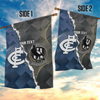 Carlton Collingwood Football Personalised Garden Flag Blues Magpies Together Dynamic Style