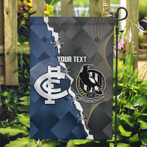 Carlton Collingwood Football Personalised Garden Flag Blues Magpies Together Dynamic Style