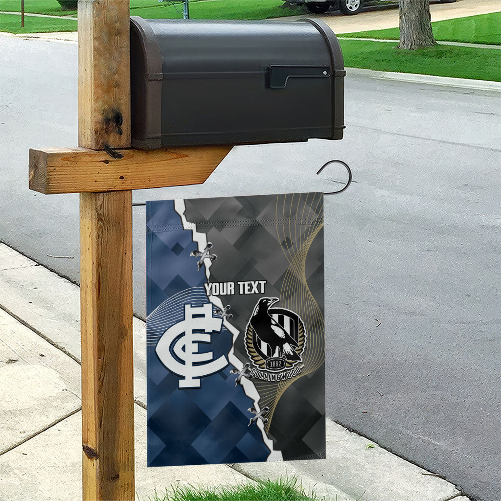 Carlton Collingwood Football Personalised Garden Flag Blues Magpies Together Dynamic Style