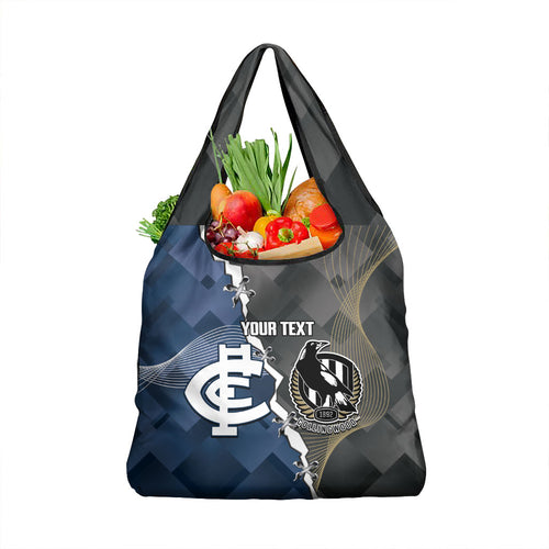 Carlton Collingwood Football Personalised Grocery Bag Blues Magpies Together Dynamic Style