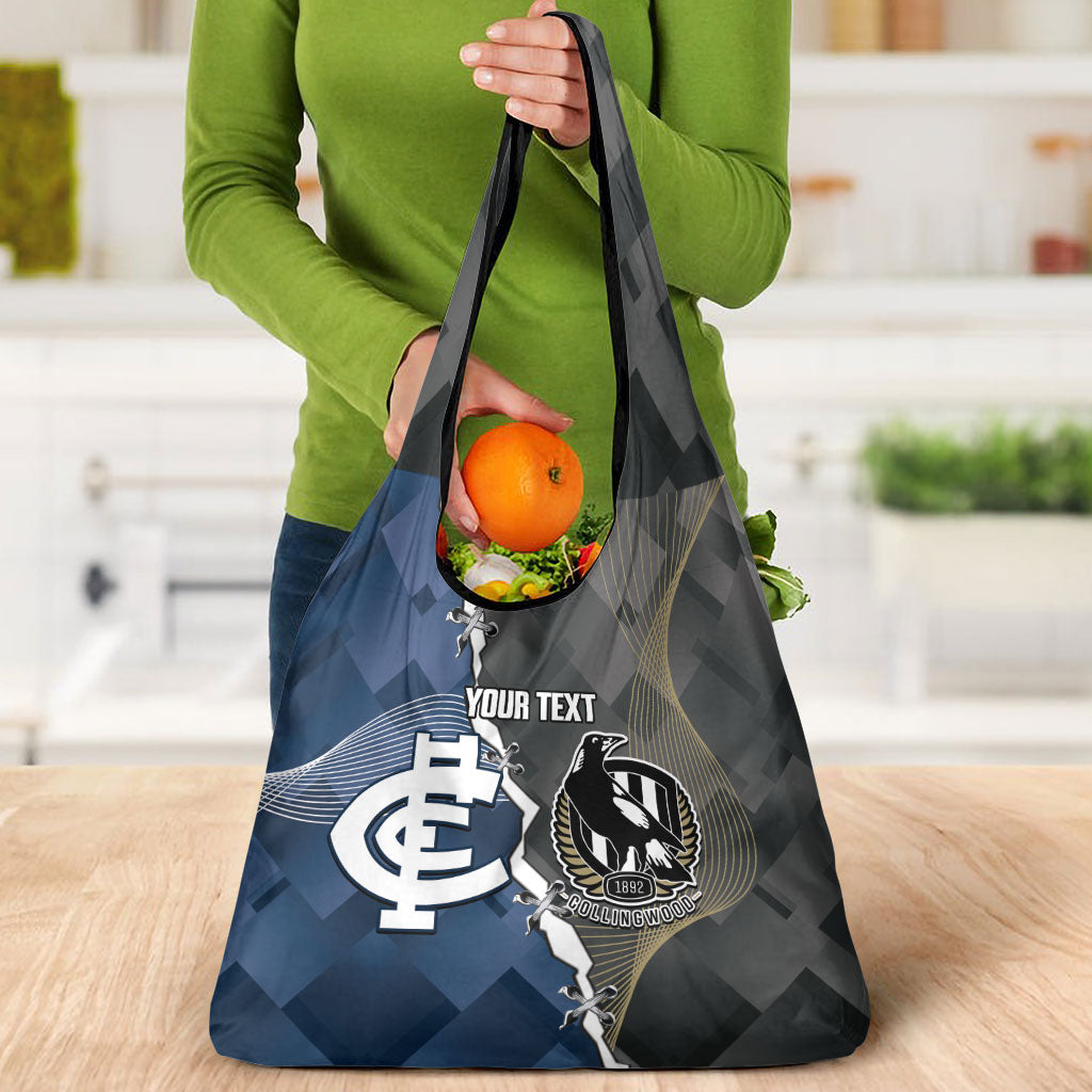 Carlton Collingwood Football Personalised Grocery Bag Blues Magpies Together Dynamic Style