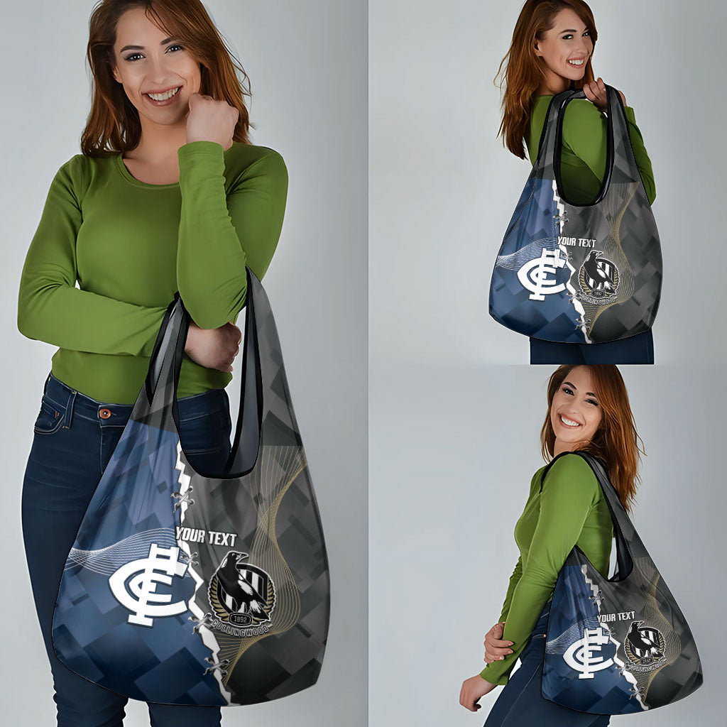 Carlton Collingwood Football Personalised Grocery Bag Blues Magpies Together Dynamic Style