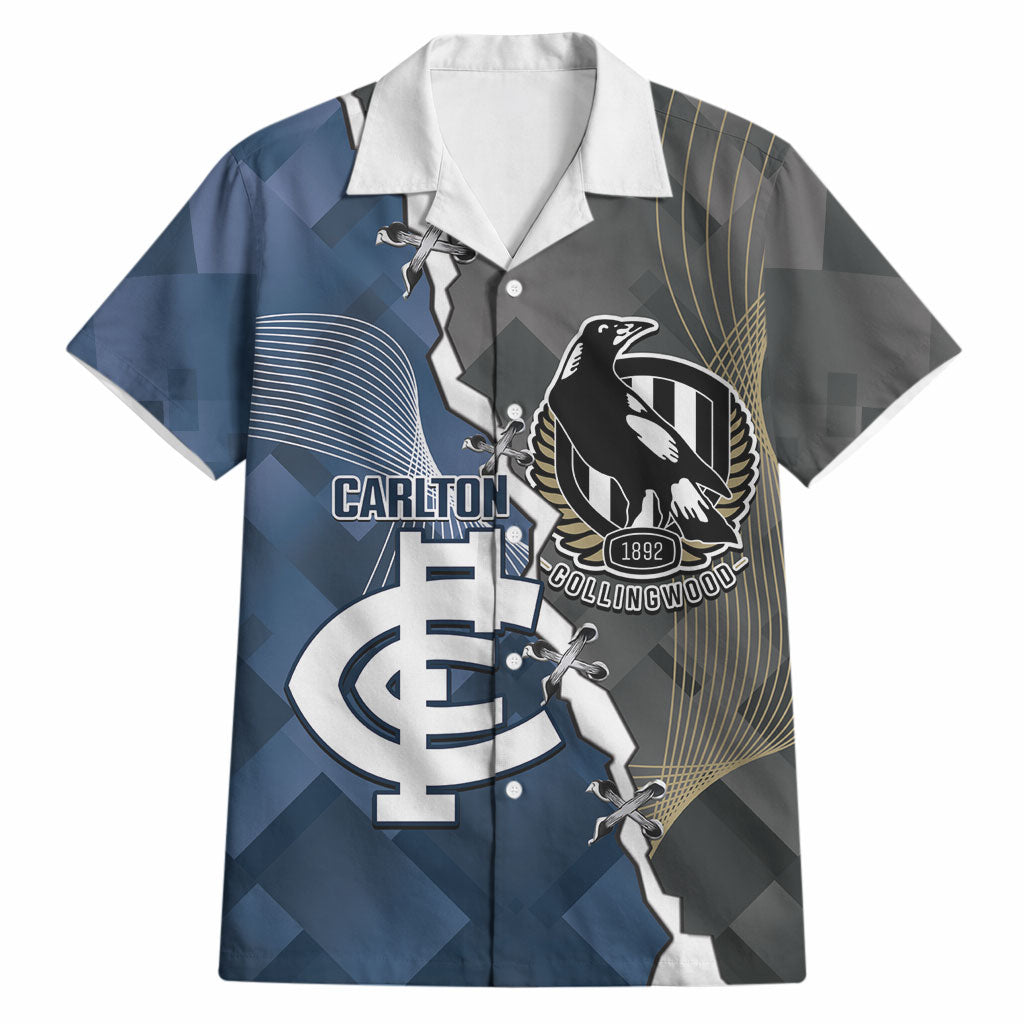 Carlton Collingwood Football Personalised Hawaiian Shirt Blues Magpies Together Dynamic Style