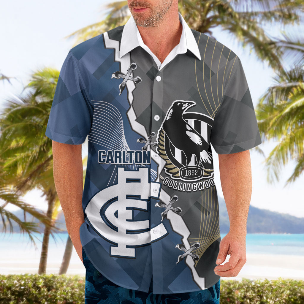 Carlton Collingwood Football Personalised Hawaiian Shirt Blues Magpies Together Dynamic Style