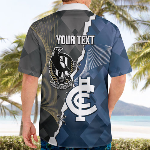 Carlton Collingwood Football Personalised Hawaiian Shirt Blues Magpies Together Dynamic Style