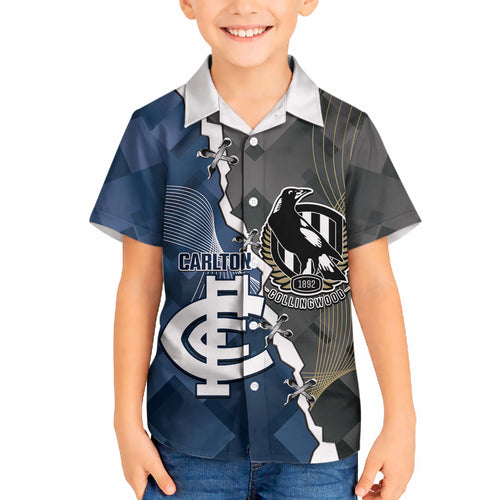 Carlton Collingwood Football Personalised Hawaiian Shirt Blues Magpies Together Dynamic Style