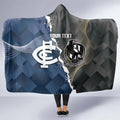 Carlton Collingwood Football Personalised Hooded Blanket Blues Magpies Together Dynamic Style