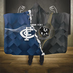 Carlton Collingwood Football Personalised Hooded Blanket Blues Magpies Together Dynamic Style