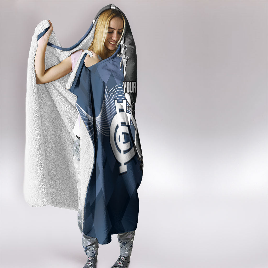 Carlton Collingwood Football Personalised Hooded Blanket Blues Magpies Together Dynamic Style